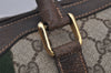 Authentic GUCCI Web Sherry Line Hand Boston Bag GG PVC Leather Brown Junk 0825J