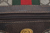 Authentic GUCCI Web Sherry Line Hand Boston Bag GG PVC Leather Brown Junk 0825J