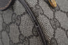 Authentic GUCCI Web Sherry Line Hand Boston Bag GG PVC Leather Brown Junk 0825J