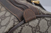 Authentic GUCCI Web Sherry Line Hand Boston Bag GG PVC Leather Brown Junk 0825J