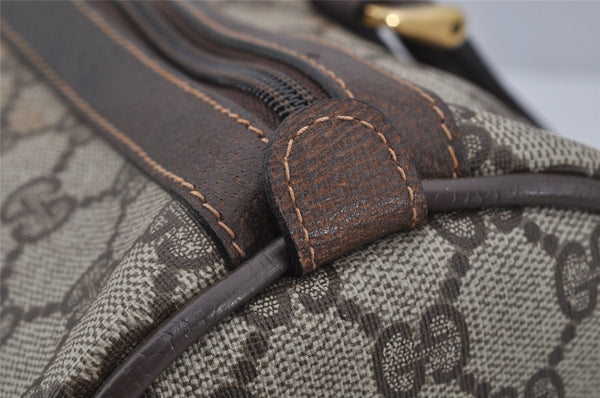 Authentic GUCCI Web Sherry Line Hand Boston Bag GG PVC Leather Brown Junk 0825J