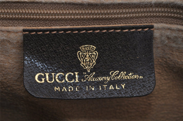 Authentic GUCCI Web Sherry Line Hand Boston Bag GG PVC Leather Brown Junk 0825J