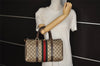 Authentic GUCCI Web Sherry Line Hand Boston Bag GG PVC Leather Brown Junk 0825J