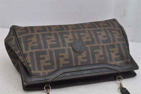 Authentic FENDI Vintage Zucca Shoulder Bag Purse PVC Leather Brown 0825K