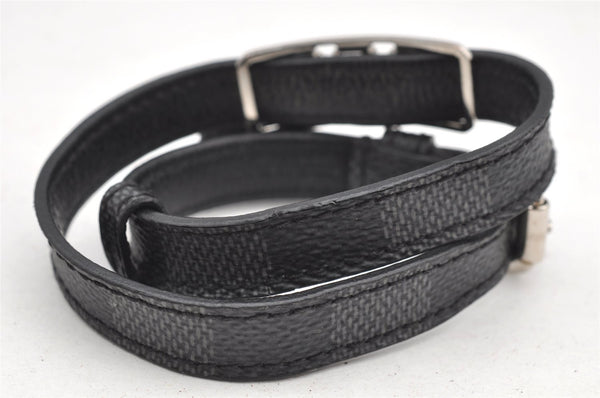 Authentic Louis Vuitton Damier Graphite Bracelet Signit Black M6616E LV 0826I