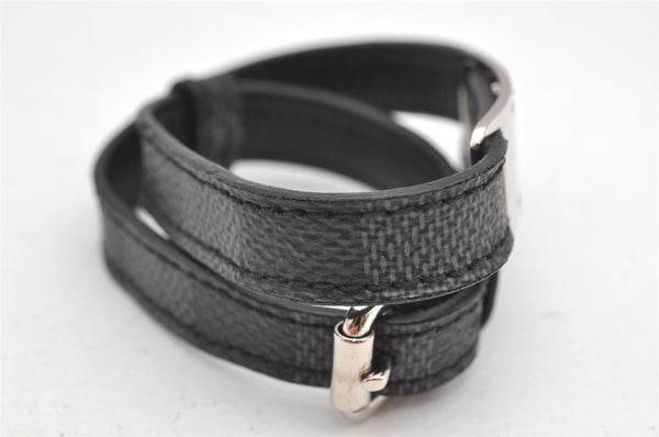 Authentic Louis Vuitton Damier Graphite Bracelet Signit Black M6616E LV 0826I