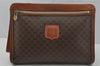 Authentic CELINE Macadam Blason Pattern Clutch Hand Bag PVC Leather Brown 0827J