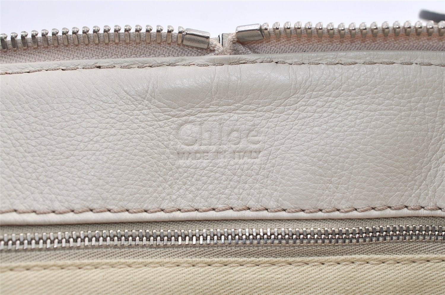 Authentic Chloe Vintage Paddington Leather Shoulder Hand Bag White 0827K