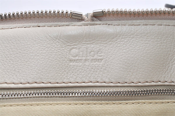 Authentic Chloe Vintage Paddington Leather Shoulder Hand Bag White 0827K