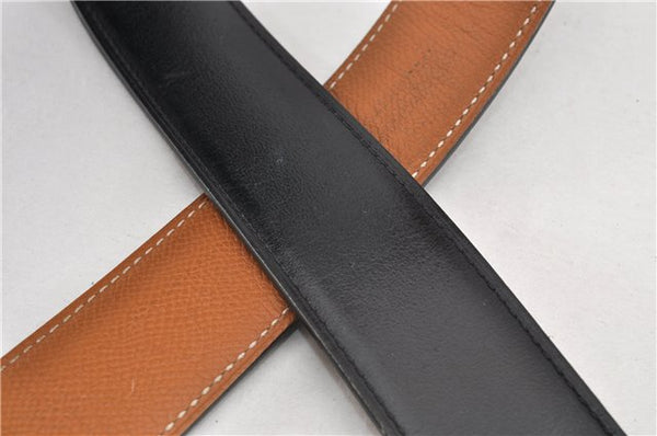 Authentic HERMES Large Constance Leather Belt Size 90cm 35.4" Black Brown 0829G