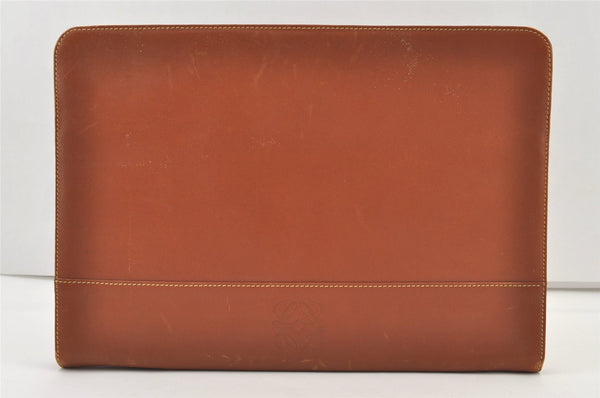 Authentic LOEWE Vintage Anagram Documents PC Case Leather Brown 0829K