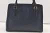 Authentic BURBERRY Vintage Leather Shoulder Hand Bag Navy Blue 0830K
