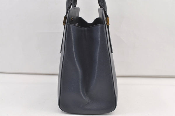 Authentic BURBERRY Vintage Leather Shoulder Hand Bag Navy Blue 0830K