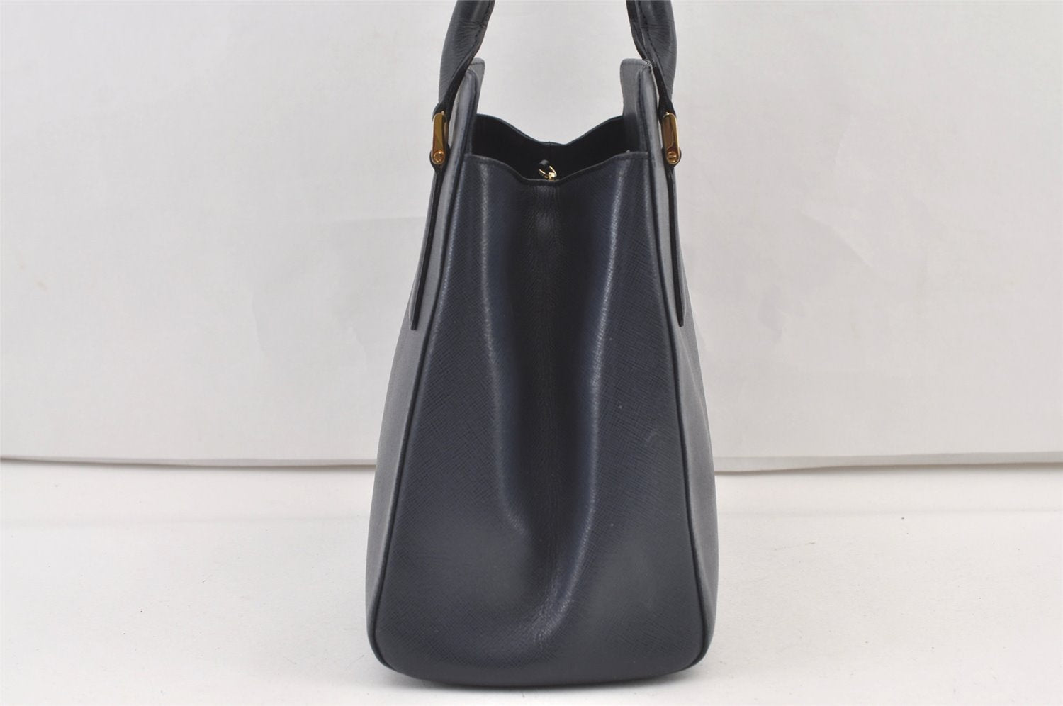 Authentic BURBERRY Vintage Leather Shoulder Hand Bag Navy Blue 0830K