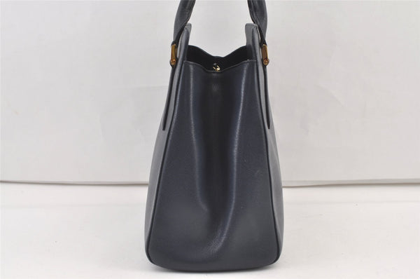 Authentic BURBERRY Vintage Leather Shoulder Hand Bag Navy Blue 0830K