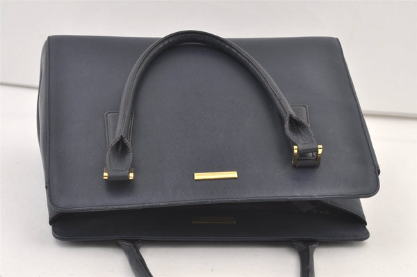 Authentic BURBERRY Vintage Leather Shoulder Hand Bag Navy Blue 0830K