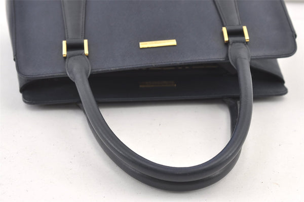Authentic BURBERRY Vintage Leather Shoulder Hand Bag Navy Blue 0830K