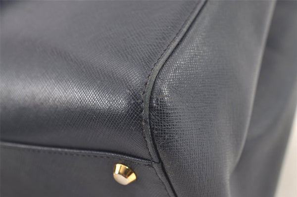 Authentic BURBERRY Vintage Leather Shoulder Hand Bag Navy Blue 0830K