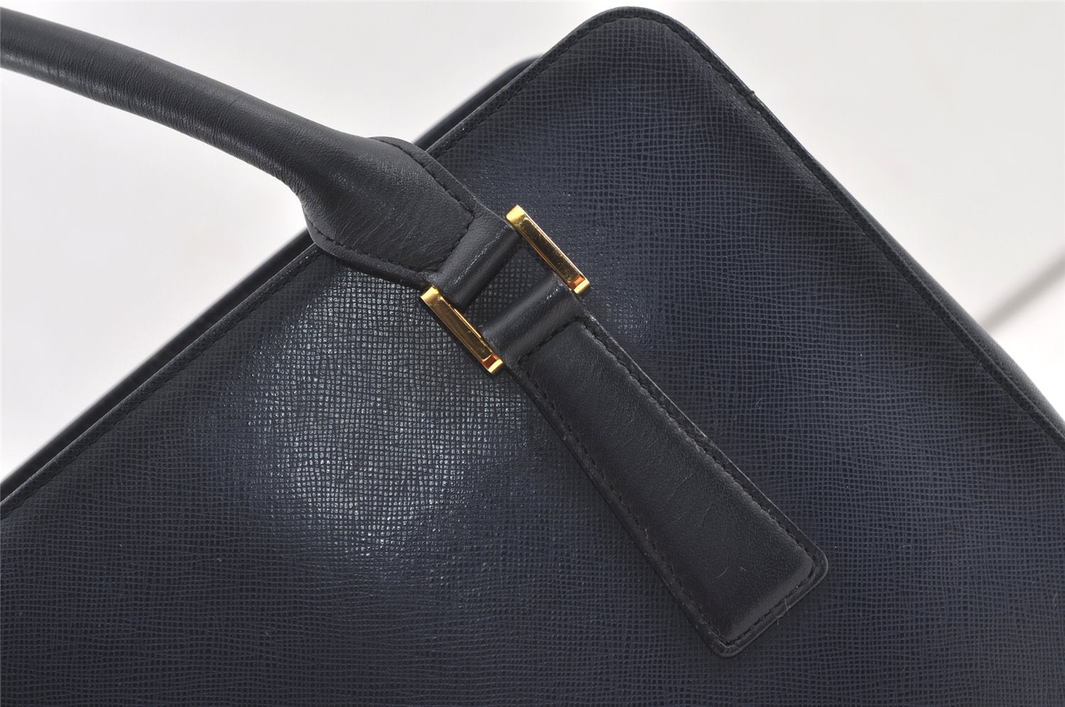 Authentic BURBERRY Vintage Leather Shoulder Hand Bag Navy Blue 0830K