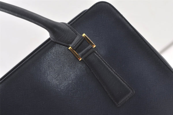 Authentic BURBERRY Vintage Leather Shoulder Hand Bag Navy Blue 0830K