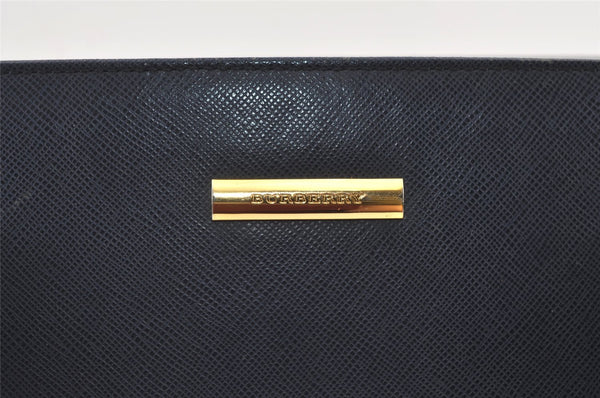 Authentic BURBERRY Vintage Leather Shoulder Hand Bag Navy Blue 0830K