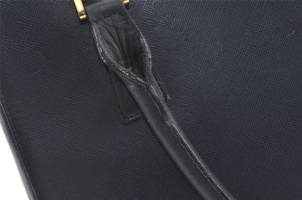 Authentic BURBERRY Vintage Leather Shoulder Hand Bag Navy Blue 0830K