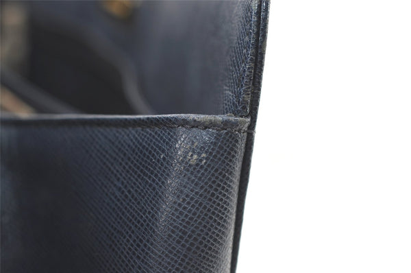 Authentic BURBERRY Vintage Leather Shoulder Hand Bag Navy Blue 0830K