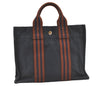 Authentic HERMES Vintage Fourre Tout PM Hand Tote Bag Canvas Navy 0831K