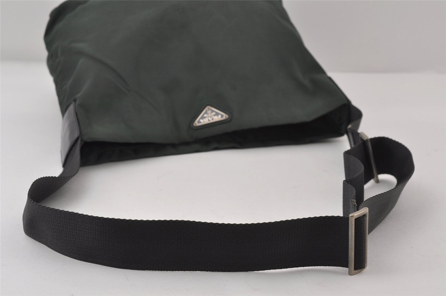 Authentic PRADA Nylon Tessuto Leather Shoulder Cross Body Bag Green 0832J