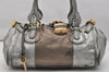 Authentic Chloe Vintage Paddington Leather Shoulder Hand Bag Silver 0832K