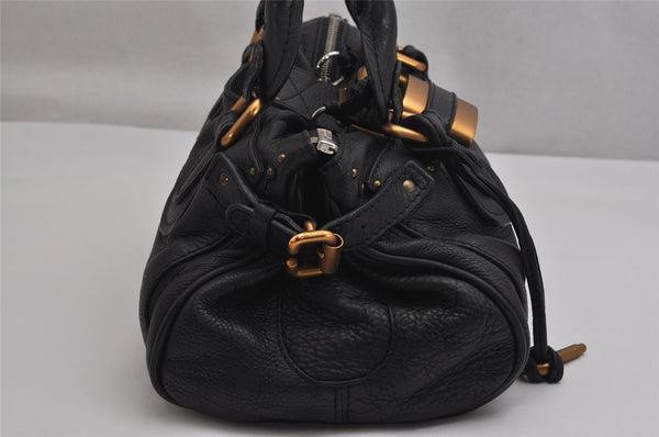 Authentic Chloe Vintage Paddington Leather Shoulder Hand Bag Black 0833K