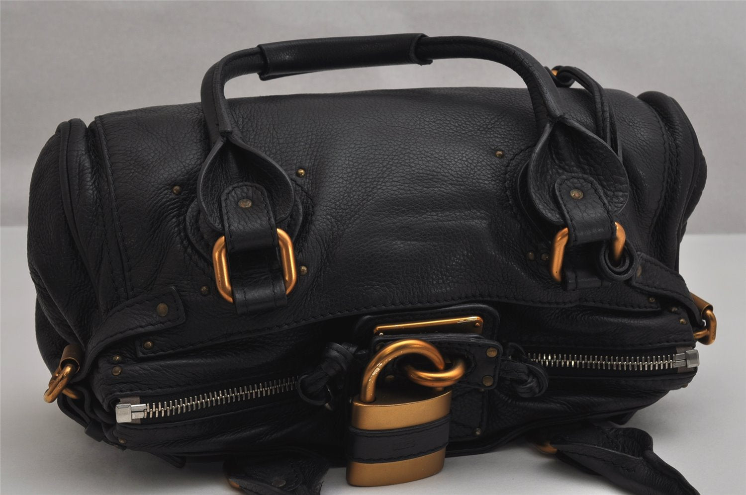 Authentic Chloe Vintage Paddington Leather Shoulder Hand Bag Black 0833K