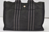 Authentic HERMES Fourre Tout PM Vintage Hand Tote Bag Canvas Black 0835J