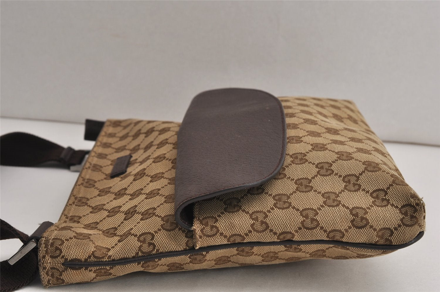 Authentic GUCCI Shoulder Cross Body Bag GG Canvas Leather 256100 Brown 0835K