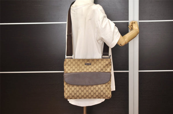 Authentic GUCCI Shoulder Cross Body Bag GG Canvas Leather 256100 Brown 0835K