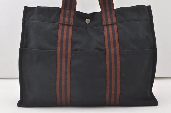Authentic HERMES Fourre Tout MM Hand Tote Bag Canvas Navy 0836J