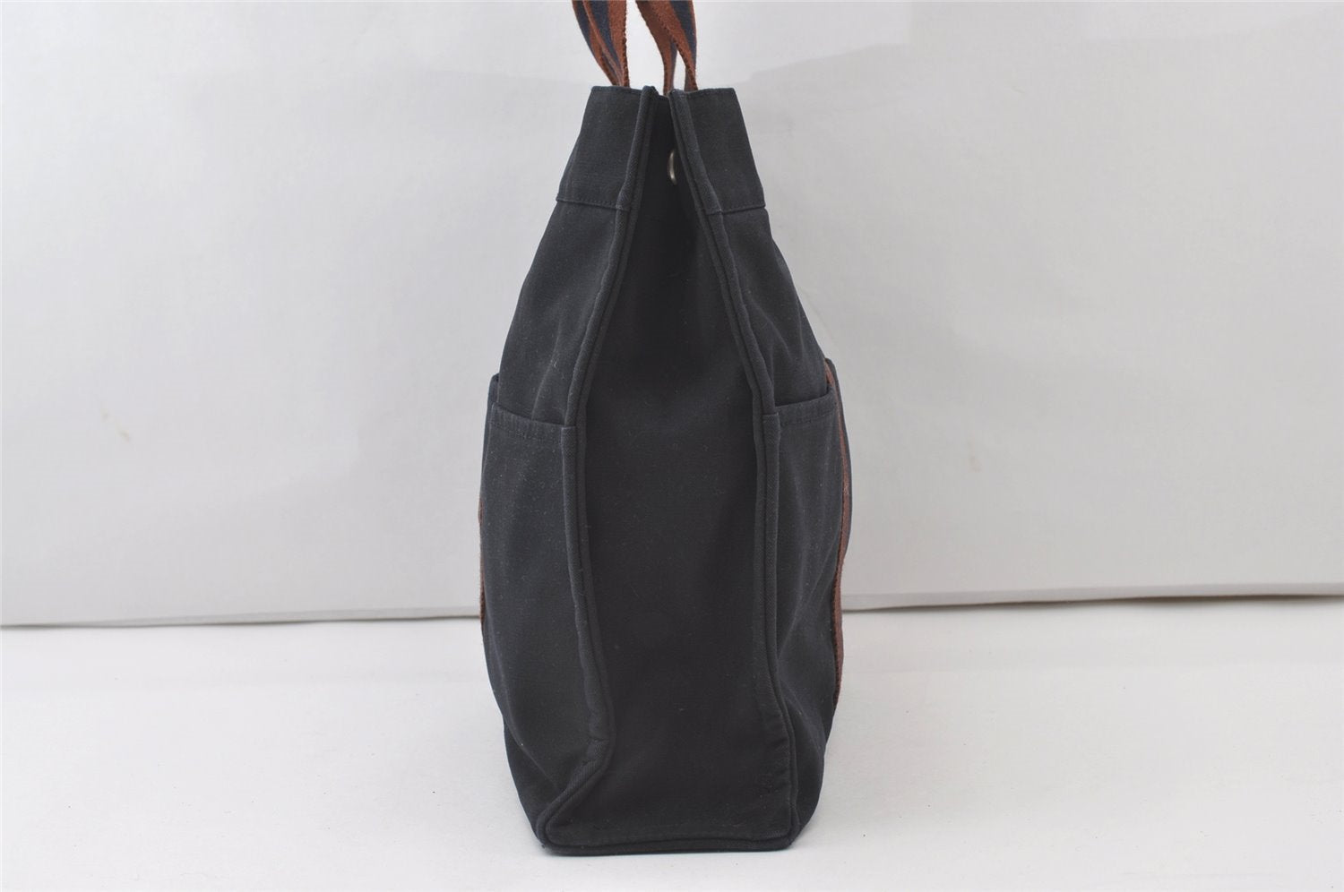 Authentic HERMES Fourre Tout MM Hand Tote Bag Canvas Navy 0836J