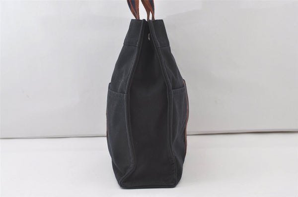 Authentic HERMES Fourre Tout MM Hand Tote Bag Canvas Navy 0836J