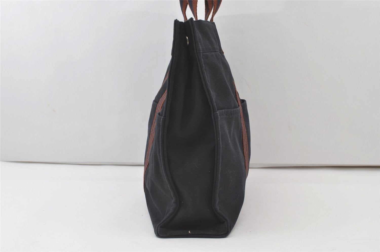 Authentic HERMES Fourre Tout MM Hand Tote Bag Canvas Navy 0836J