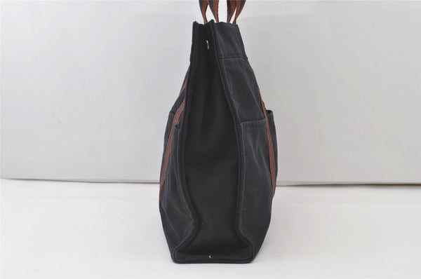 Authentic HERMES Fourre Tout MM Hand Tote Bag Canvas Navy 0836J