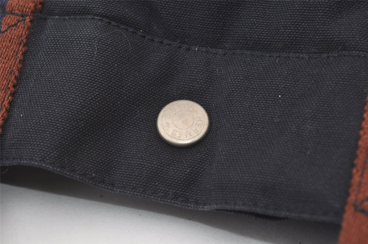 Authentic HERMES Fourre Tout MM Hand Tote Bag Canvas Navy 0836J