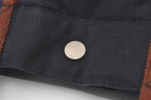 Authentic HERMES Fourre Tout MM Hand Tote Bag Canvas Navy 0836J