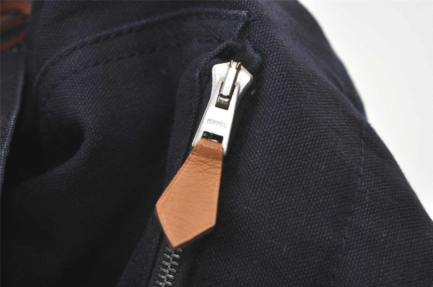 Authentic HERMES Fourre Tout MM Hand Tote Bag Canvas Navy 0836J