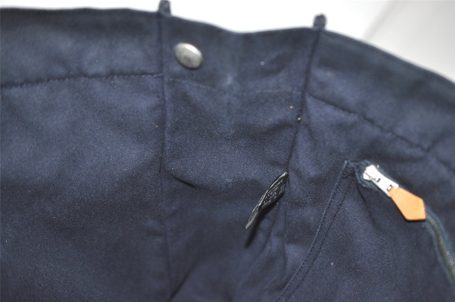 Authentic HERMES Fourre Tout MM Hand Tote Bag Canvas Navy 0836J