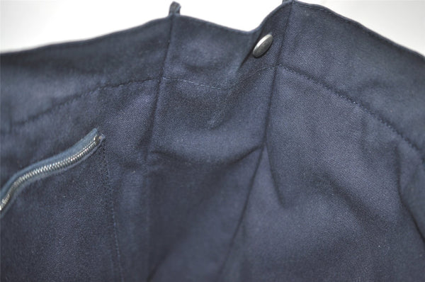 Authentic HERMES Fourre Tout MM Hand Tote Bag Canvas Navy 0836J