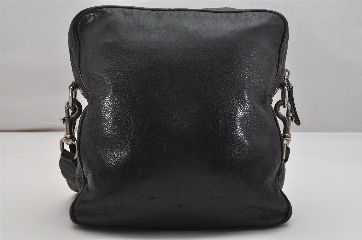 Authentic GUCCI Crest Shoulder Cross Body Bag Purse Leather 201451 Black 0836K