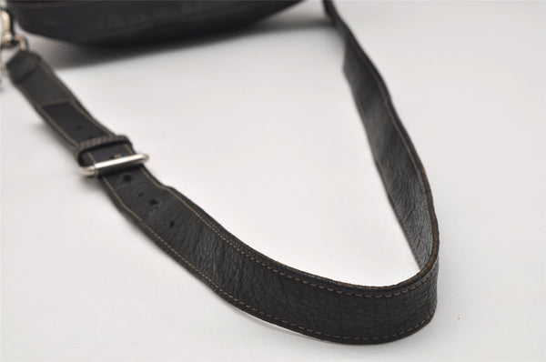 Authentic GUCCI Crest Shoulder Cross Body Bag Purse Leather 201451 Black 0836K