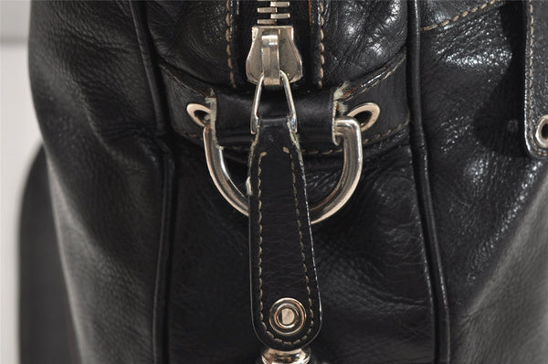 Authentic GUCCI Crest Shoulder Cross Body Bag Purse Leather 201451 Black 0836K