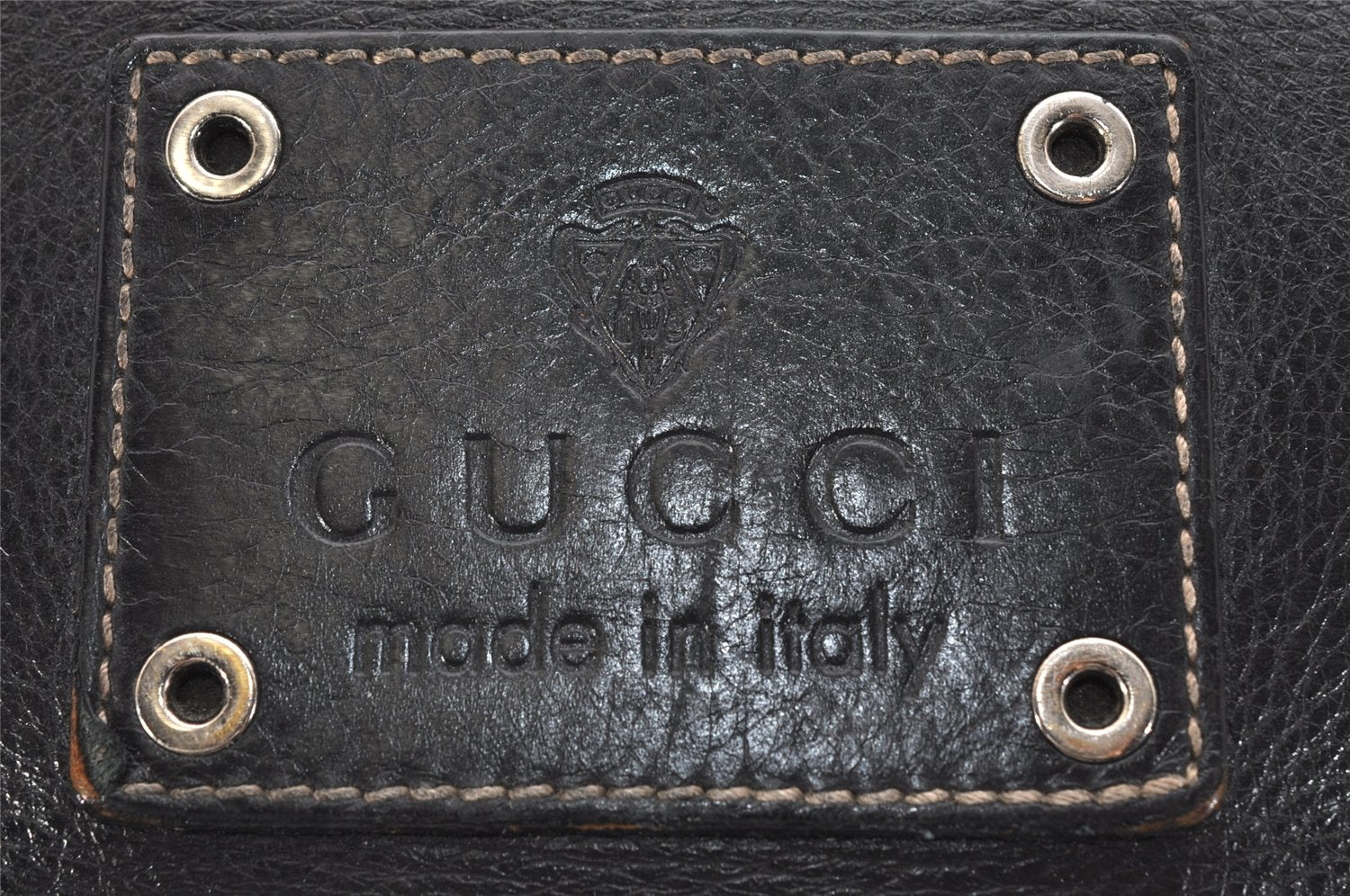 Authentic GUCCI Crest Shoulder Cross Body Bag Purse Leather 201451 Black 0836K