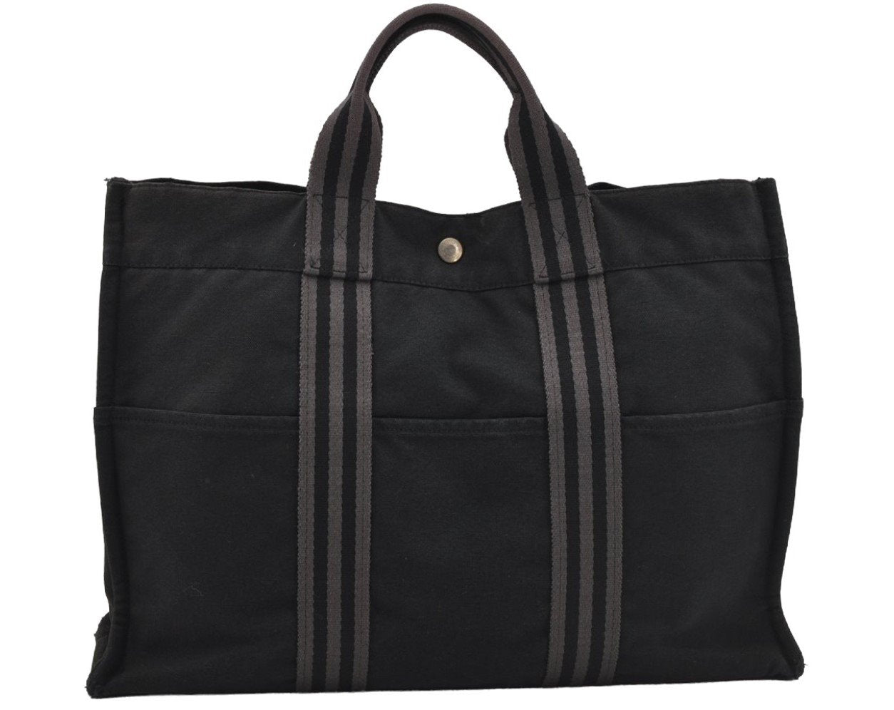 Authentic HERMES Vintage Fourre Tout MM Hand Tote Bag Canvas Black 0837J